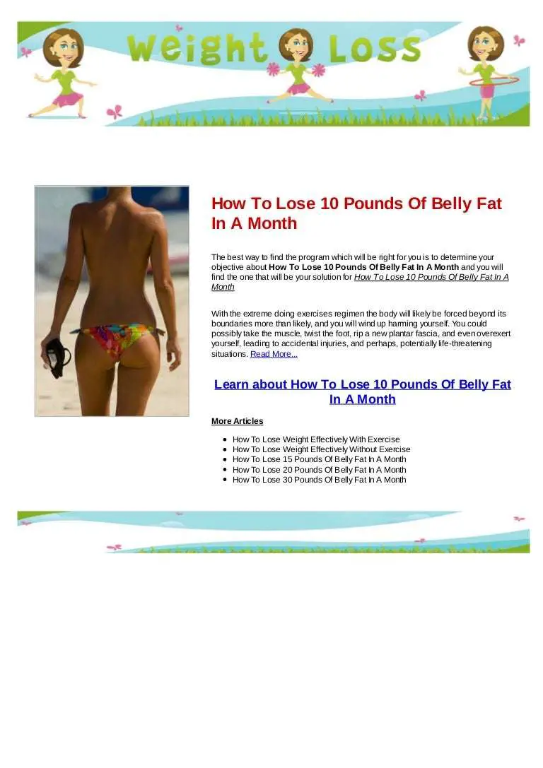 How to lose 10 pounds of belly fat in a month