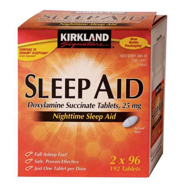 Kirkland Sleep Aid sleeping pills 192 caplets Doxylamine ...