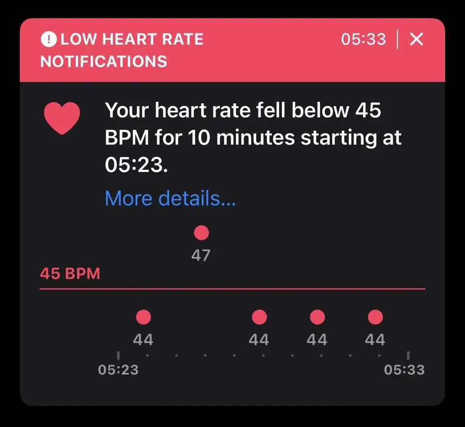 Low heart rate while sleeping. First time I see this ...