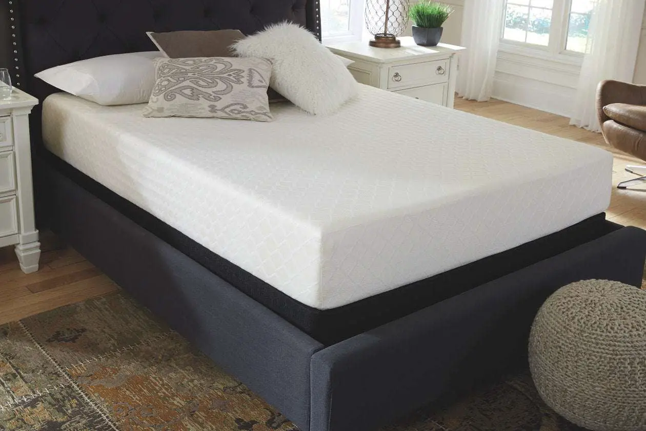 Queen Upholstered Bed with 10â? Memory Foam Mattress in a ...